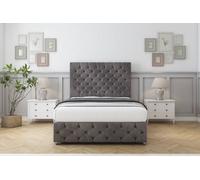 Sloomy Watson Slate Naples Divan Bed Set 4 Drawers With 54" Floor Standing & 12" Footboard 4' Small Double
