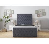 Sloomy Watson Steel Plush Bed Frame With Mattress With 50" Upholstered Headboard 2'6 Small Single