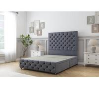 Sloomy Watson Steel Plush Divan Bed 2 Drawers Left Side-54" Floor Standing Headboard & 12" Footboard 2'6 Small Single
