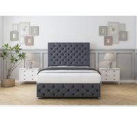 Sloomy Watson Steel Plush Divan Bed Set 2 Drawers Right Side With 54" Floor Standing & 12" Footboard 5' King