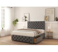 Sloomy Watson Tweed Divan Bed Set 4 Drawers With 26" Strutted Headboard & 12" Matching Footboard in Dark Grey | Size: King Sloomy Dark Grey King