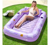 Sloosh 178 x116 cm Inflatable Tanning Pool Lounge Float, Sun Tan Tub Adult Pool Floats Raft for Pool Sunbathing Suntan Inflatable Pool Lounger Tanning Bed Floatie for Adults(Purple Chase Flower)