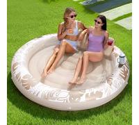 Sloosh 182x165cm Pool Inflatable Tanning Pool Pool Floats with Pillow,Suntan Tub Raft Floatie,Sunbathing Bed Lounge for Water Blow Up Kids Ball Pit Party Gifts-Champagne