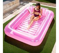 Sloosh 212x142cm Inflatable Tanning Pool Lounge Float, Sun Tan Tub Adult Pool Floats Raft for Pool Sunbathing Suntan Inflatable Pool Lounger Tanning Bed Floatie for Adults（XL-Pink)