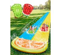Sloosh 22.5ft/685.8cm Water Slides with 2 Inflatable Boards, Double Lane Lawn Water Splash Slides with Advanced Sprinklers Summer Toy for Kids Adults Fun Backyard Summer Outdoor, Orange