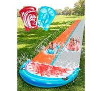 Sloosh 22.5ft/685.8cm Water Slides with 2 Inflatable Boards, Double Lane Lawn Water Splash Slides with Advanced Sprinklers Summer Toy for Kids Adults Fun Backyard Summer Outdoor, Shark