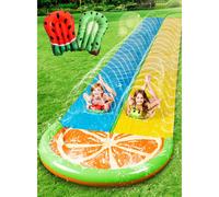 Sloosh 22.5ft/685.8cm Water Slides with 2 Inflatable Boards, Double Lane Lawn Water Splash Slip and Slide with Advanced Sprinklers Summer Toy for Kids