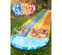 Sloosh 22.5ft x 84in/685.8 * 213.3cm Waves Triple Lawn Water Slide,Heavy Duty Lawn Water Slides with 3 Body Boards and Slip Sprinkler for Kids Adults Backyard Summer Outdoor
