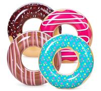Sloosh 4 Pack Inflatable Pool Floats, Pool Tube Rings, Swim Tubes, Floaties Toys, Beach Swimming Party Toys for Kids and Adults-Donuts