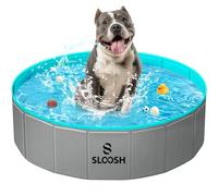 SLOOSH Foldable Dog Paddling Pool 32"x8", Rigid Dog Swimming Pool Grey