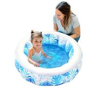 SLOOSH Inflatable Kiddie Pool for Kids, 36"x11" Swimming Pool with Soft Pad Floor for Kid & Toddler, Round Blow Up Baby Ball Play Pit Pools for Swim Party, Indoor & Outdoor Water Toys(Blue-Round)
