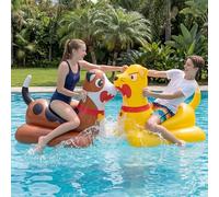 Sloosh Inflatable Pool Float Battle Game Set for Kids Adults-Includes 2 Giant Ride On Pool Toy Kitten & Puppy for Outdoor Swimming Party Family Activities