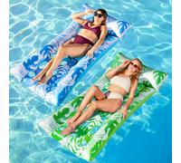 Sloosh Inflatable Pool Float Lounger - 2 Packs XL Pool Floaties Sun Tanning Bed Float with Headrest for Adults Floating Mat Pool Lounge Raft Floaty f