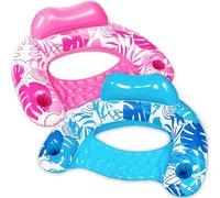 SLOOSH Inflatable Pool Floats Adult, 2 Pack Pool Chairs with Cup Holders,Blow up Floating Pool Floats Chair,Pool Floaties for Adults Swimming Pool Party Summer Water Fun