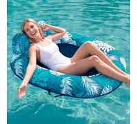 SLOOSH Inflatable Pool Floats Adult, Comfortable Fabric Floating Lounge Chairs, Blow up Pool Noodles for Adult Heavy Duty with Handles, Floating Chair for Party Summer Water Beach Lake Fun