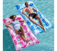 Sloosh Inflatable Pool Floats Lounger, 2 Packs XL Pool Inflatables Keep Cool Sun Tanning Bed Float with Headrest for Adults, Floating Mat Raft Floaty for Lake Beach Swimming Pool Water Fun(Blue, Pink)