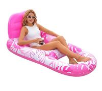 SLOOSH Inflatable Pool Floats Lounger Adult, Pool Float Lounge Raft Floaties Water Floating Recliner Chair with Cup Holders Foot Rest Swimming Pool Floaty (pink)