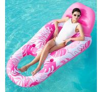SLOOSH Inflatable Pool Floats Lounger Adult, Pool Float Lounge Raft Floaties Water Floating Recliner Chair with Cup Holders Foot Rest Swimming Pool Floaty (pink)
