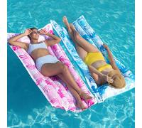 SLOOSH Inflatable Pool Floats Raft, Floating Lounge for Adults, 72x33 Inch (183x84 cm) Swimming Mat Pool Mattress with Headrest, 2 Pieces Float Air Mat for Summer Water Beach Fun