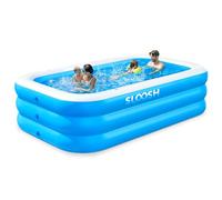 Sloosh Inflatable Swimming Pool with Seats, 304.8 x 182.8 x 55.8cm Full-Sized Blow Up Durable Thickened Above Ground Family Pool for Summer Water Party Backyard Garden Lawn,Blue