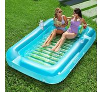 Sloosh Inflatable Tanning Pool Lounge Float, 70" x 46" and 85" x 57" Sun Tan Tub Adult Pool Floats Raft for Pool Sunbathing Suntan Inflatable Pool Lounger Tanning Bed Floatie for Adults
