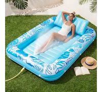 Sloosh Inflatable Tanning Pool Lounge Float, Sun Tan Tub Adult Pool Floats Raft for Pool Sunbathing Suntan Inflatable Pool Lounger Tanning Bed Floatie for Adults