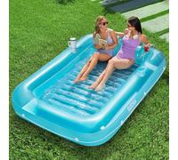 SLOOSH Inflatable Tanning Pool Lounger Float, 85" x 57" Extra Large Pool Floats Adult with Pillow, 4 in 1 Suntan Tub Raft Floatie,Sunbathing Bed Lounge for Water Blow Up Ball Pit Party Gifts, XL-Blue