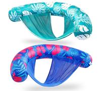 SLOOSH Pool Floats Chairs Adult，2 Packs Inflatable Noodle Chair with Sling Soft Fabric，Floating Pool Float Lounge Water Swimming Floaties for Party Summer Water Fun（Flower Leaves）