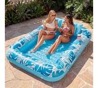 SLOOSH Pool Inflatable Tanning Pool Lounger Float, 85" x 57" Extra Large Floats Adult with Pillow, 4 in 1 Suntan Tub Raft Floatie,Sunbathing Bed Lounge for Water Blow Up Ball Pit Party Gifts, XL-Blue