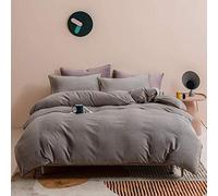 SLOPSS 4 Bedding Pure Color Milk Velvet Thick Flannel Cover Double 4-Piece Crystal Quilt Cover-Powder_2.0m Four-Piece Set (Gray 2.0m bed four)