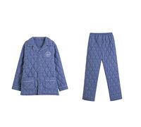 SLOPSS Autumn And Winter Add Thick Male Pajamas Winter Money Green Middle Age Clip Cotton-padded Jacket Home Clothes Suit