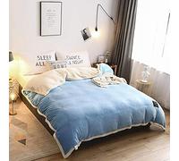 SLOPSS Bedding Piece Bed Sheet Set Thickening Warm Duvet Solid Color Flannel/Velvet Winter Double Twin Full Queen King Size Quilt Cover- LAN_150x200cm (Lan 220x240cm 1pcs)