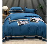 SLOPSS Brushed Pure Four-Piece Embroidered Cotton Duvet Cover Thick Bedding Size (Color 4 2m)