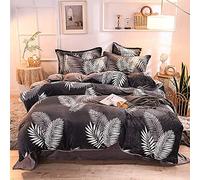SLOPSS Covers Floral Double Size Grey and Pink Duvet Quilt Cover Flat Sheet Bedding Set Sets Yellow Childrens Winter Warm Flannel Twin King (D Full)