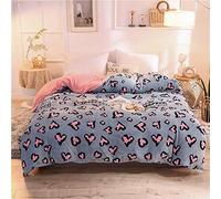 SLOPSS Covers Floral Double Size Grey and Pink Duvet Quilt Cover Flat Sheet Bedding Set Sets Yellow Childrens Winter Warm Flannel Twin (F King)