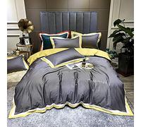 SLOPSS Double Bed Navy Bedding Pieces Egyptian Cotton Size Duvet Covers Set Include Quilt Cover Flat Sheet 270 cm+2 Pillowcases (Gray1 King)