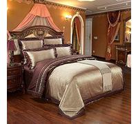 SLOPSS Duvet Cover Set Silk 100% Cotton Luxury Satin Jacquard Bedding Sets 6pcs Size Silver Grey White Pink Double Bed Twin (C King)
