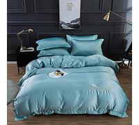 SLOPSS Duvet Cover Sets Silk Solid Color Bedding Set Double King Bed Home Textile Suitable for Men's Bedroom (Green Queen)