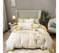 SLOPSS European Embroidered Set Floral Duvet Cover Bed Linen Pillowcase 4pcs Cotton Brushed King Queen Bedding (Color Size (A 1.8m * 230cm)