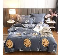 SLOPSS Floral Double Duvet Covers Bedding Sets Winter Soft Warm Flannel Quilt Cover Set (Color E Size : (C King)
