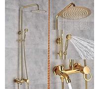 SLOPSS Gold Polish Bathroom Rain Shower Faucet Bath Shower Mixer Tap 8" Rainfall Head Bath Shower Set Bathtub Faucet Wall Mounted