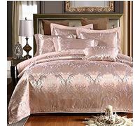 SLOPSS Luxury Embroidery Satin Jacquard Bedding Silky Soft Duvet Cover Sheet Set Pillowcases Full Queen 4Pcs for Home Textile 8m Bed-4 (Color (2)