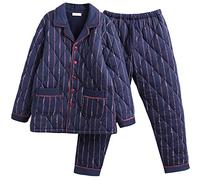 SLOPSS Pajamas Men's Winter Thickened Cotton Men's Padded Quilted Padded Plus Size Homewear Set