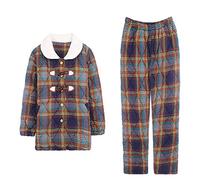 SLOPSS Pajamas Women's Winter Three-layer Thickened Quilted Woven Cotton Winter Homewear Suit