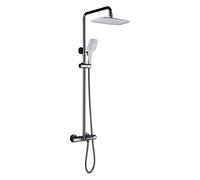 SLOPSS Rain Shower System, Thermostatic Shower Combo Set, Wall Mounted Brushed Gold Bathroom Shower Faucet Set with 200x300mm Ultra-Thin Stainless Steel Top Spray, Handheld Flow.Cromo-A