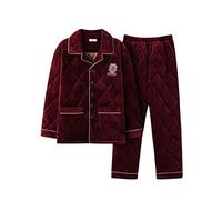 SLOPSS Red Pajamas Quilted Winter Home Clothes Casual Men's Pajamas Winter Cotton Suit Pajamas Men