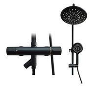 SLOPSS Shower Faucet Sets 9 Inch Rainfall Shower Head, Triple Function Shower System with Thermostatic, Wall Mounted Tub Faucet with 3-Setting Handheld Shower Spray,Chrome.Black-A