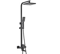 SLOPSS shower sets for bathroom Matte Black Rainfall Shower Faucet Set 8 Inch Showerhead High Pressure Stainless Steel Bathtub Rotate Spout Bath Shower Mixer Matte Black B