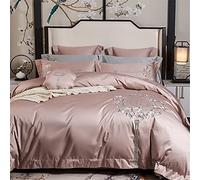 SLOPSS Soft Four-Piece Set Chinese Style Classical Floral Embroidery Pure Cotton Duvet Cover Bedding (Color A Size : (B 6piece Suit 2m)