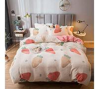 SLOPSS Soft Warm Flannel Bedding Floral Duvet Set with Fitted Sheet Winter Quilt Cover Sets (Color C Size : Double) (E King)